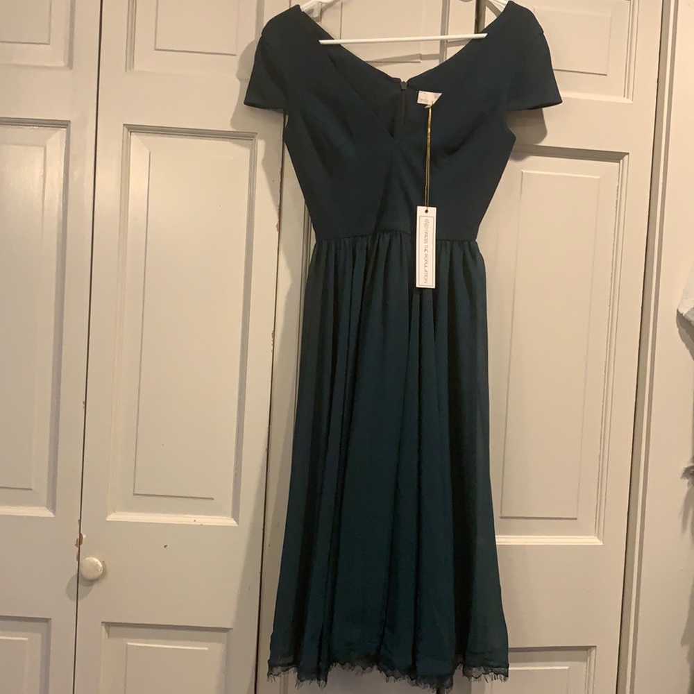 Dress the Population hunter green dress